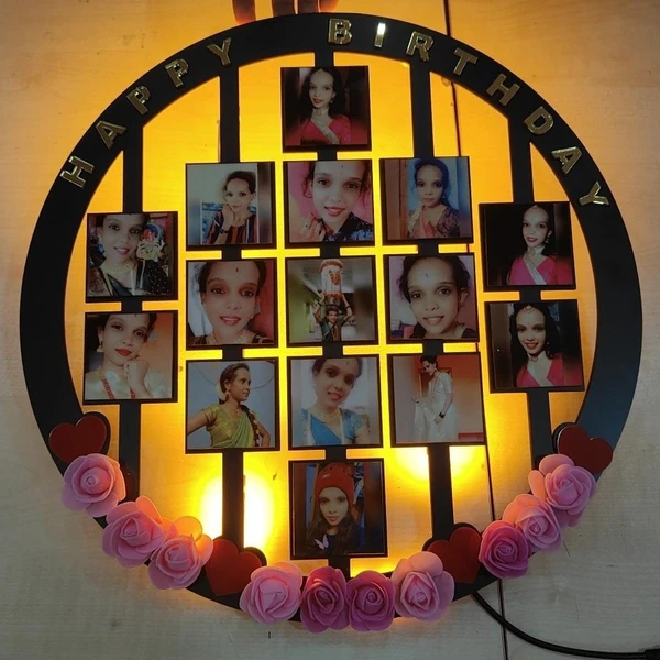 Happy Birthday - MDF Wall Collage Frame with LED - SKU132