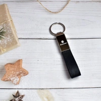 Length PU Leather Metal Keychain - Black