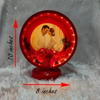 Premium LED Frame with Flowers - Round Red