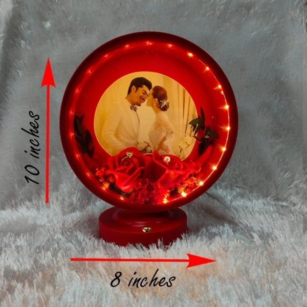 Premium LED Frame with Flowers - Round Red