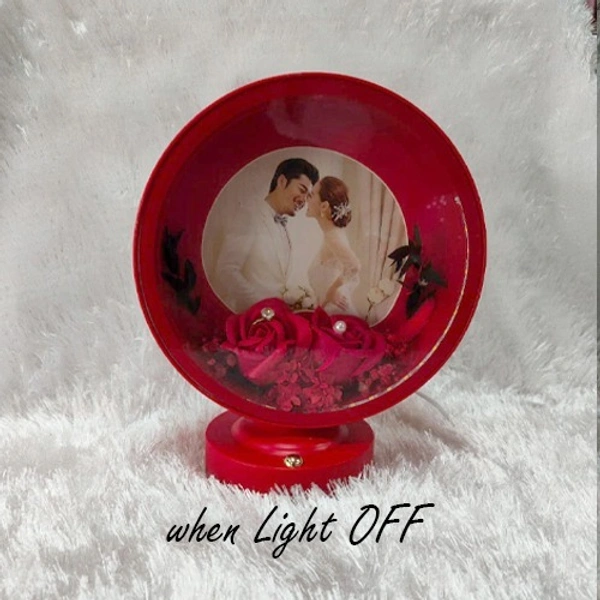 Premium LED Frame with Flowers - Round Red