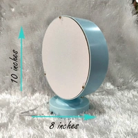 Premium LED Frame with Flowers - Round Sky Blue