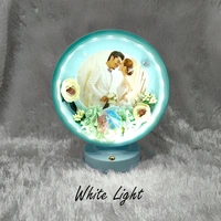 Premium LED Frame with Flowers - Round Sky Blue