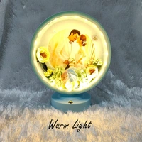 Premium LED Frame with Flowers - Round Sky Blue