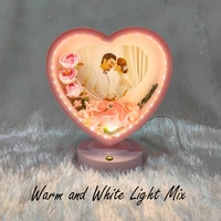 Premium LED Frame with Flowers - Heart Pink
