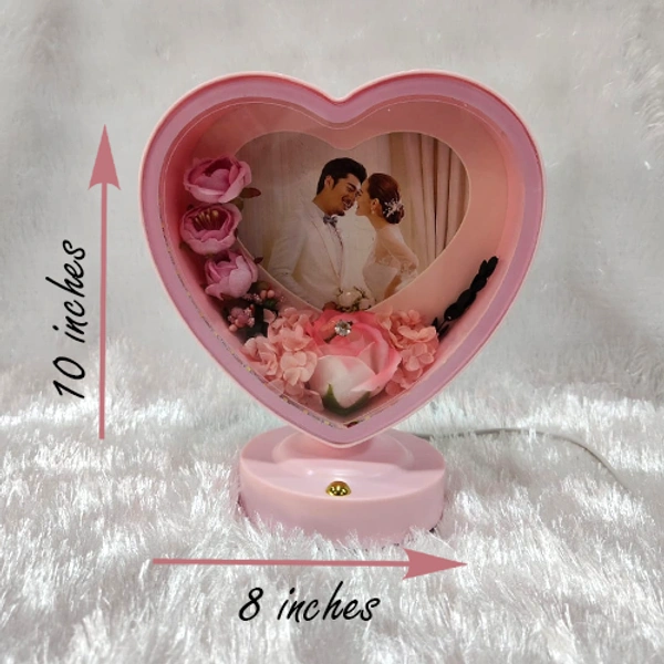 Premium LED Frame with Flowers - Heart Pink