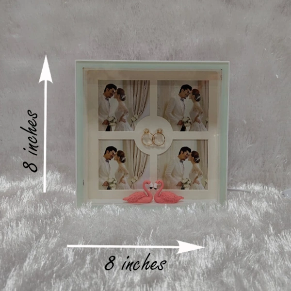 Premium LED Frame with Flowers - Square White