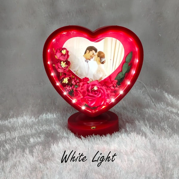Premium LED Frame with Flowers - Heart Red