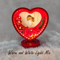 Premium LED Frame with Flowers - Heart Red