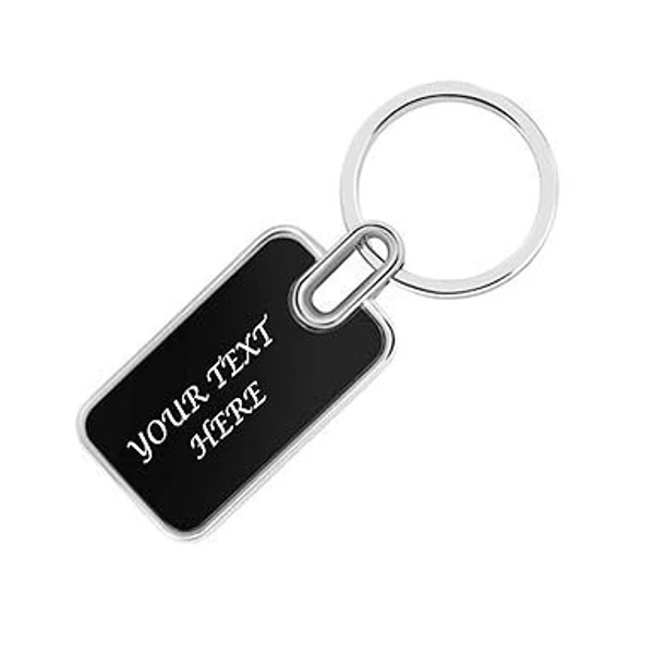 Premium Rectangle Metal Keychain – Black Finish - 500 Qty