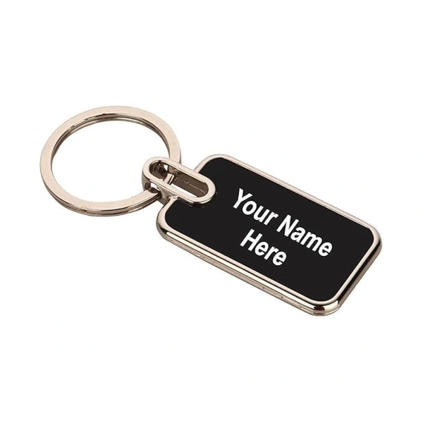 Premium Rectangle Metal Keychain – Black Finish - 500 Qty