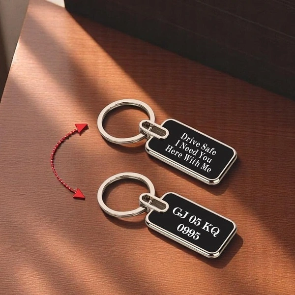 Premium Rectangle Metal Keychain – Black Finish - 500 Qty