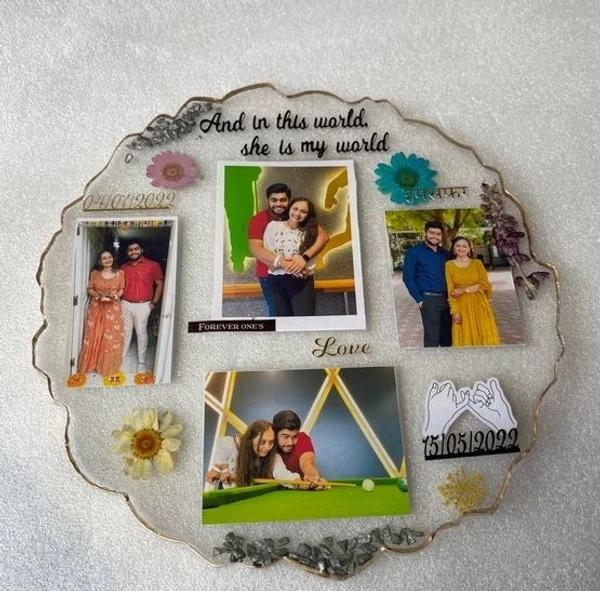 Round Agate Resin Frame - 8 Inch (Photos and Text Customise) - 8 inches