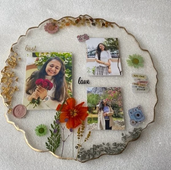 Round Agate Resin Frame - 8 Inch (Photos and Text Customise) - 8 inches