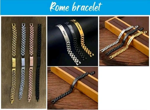 Rome Bracelet with Name Engraving - Rose Gold