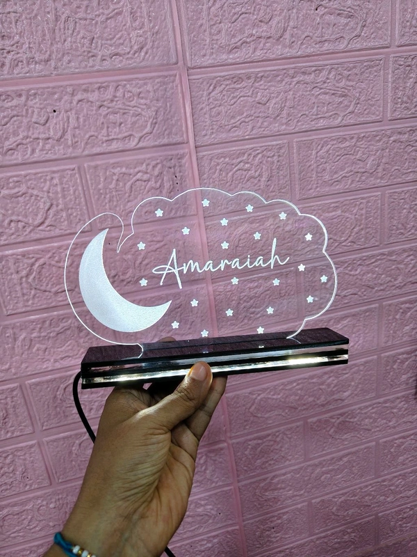 Name With Moon And Stars - 3D Illusion Acrylic Lamp