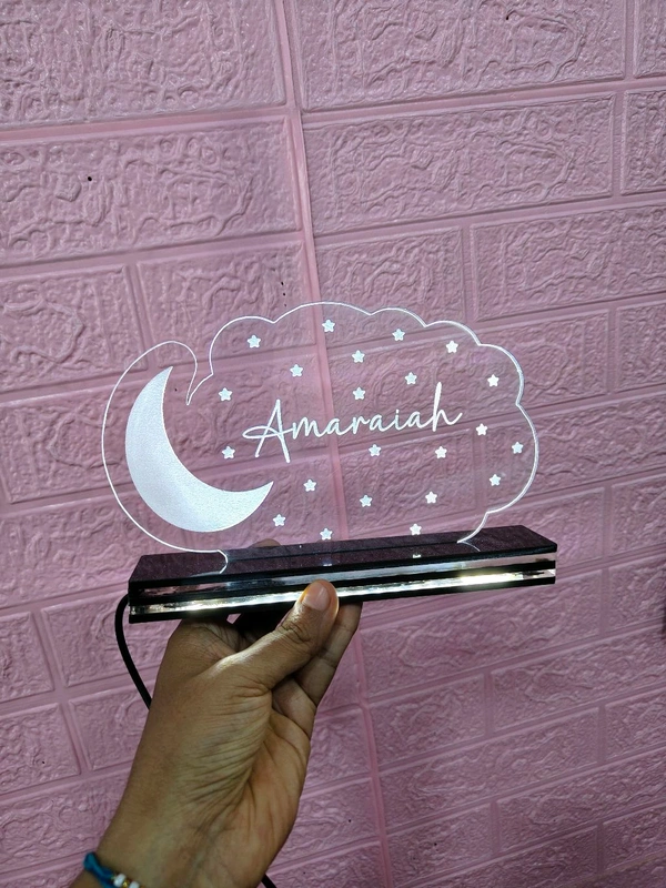 Name With Moon And Stars - 3D Illusion Acrylic Lamp