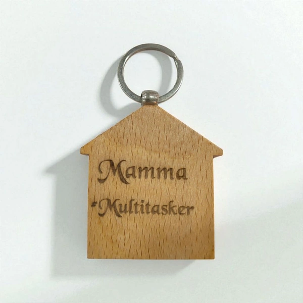 Home shape - Wooden Engraving Keychain - Member Price