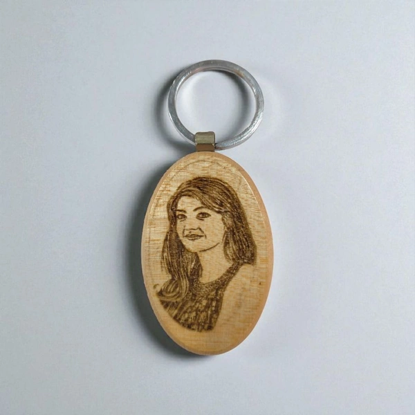 Oval shape - Wooden Engraving Keychain - Member Price