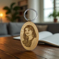 Oval shape - Wooden Engraving Keychain - Member Price