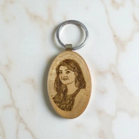 Oval shape - Wooden Engraving Keychain - Member Price