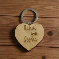 Heart Shape - Wooden Engraving Keychain - Member Price