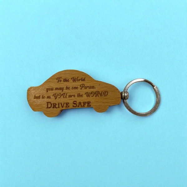 Car Shape - Wooden Engraving Keychain - Regular Price