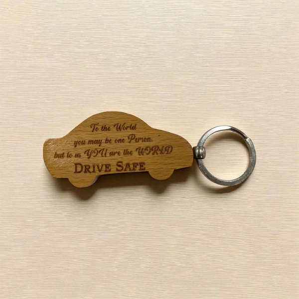 Car Shape - Wooden Engraving Keychain - Regular Price