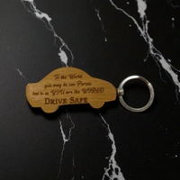 Car Shape - Wooden Engraving Keychain - Regular Price