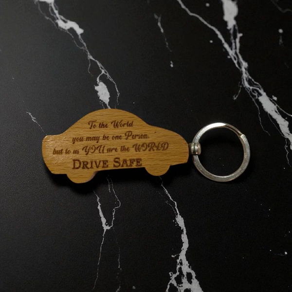 Car Shape - Wooden Engraving Keychain - Regular Price