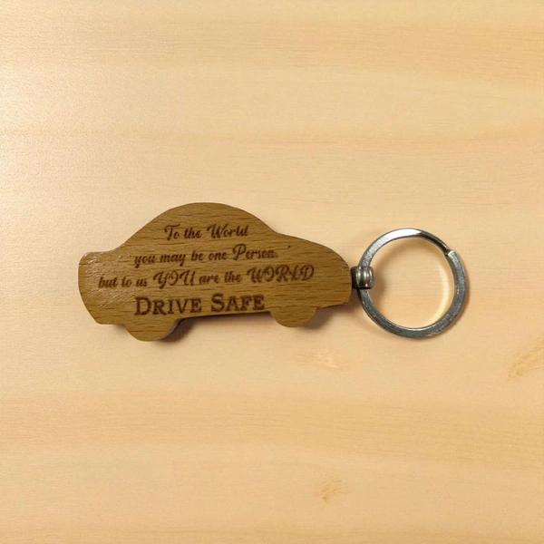Car Shape - Wooden Engraving Keychain - Member Price