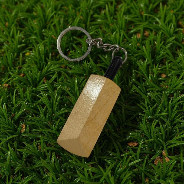 Black Handle Bat Shape - Wooden Engraving Keychain - Regular Price