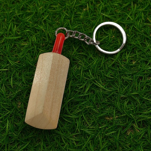 Red Handle Bat Shape - Wooden Engraving Keychain - Regular Price
