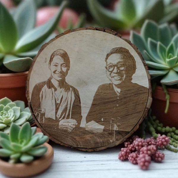 12x12 Inch Round Natural Engraved Wood - Regular Price