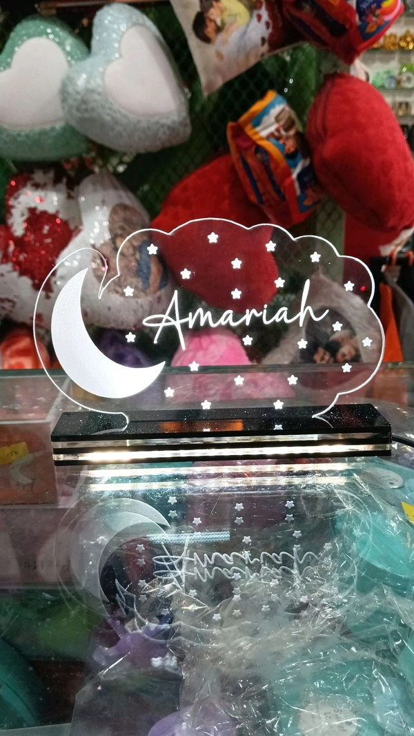 Name Engraved With Stars & Moon - 3f Illusion Acrylic Lamp - Regular Price