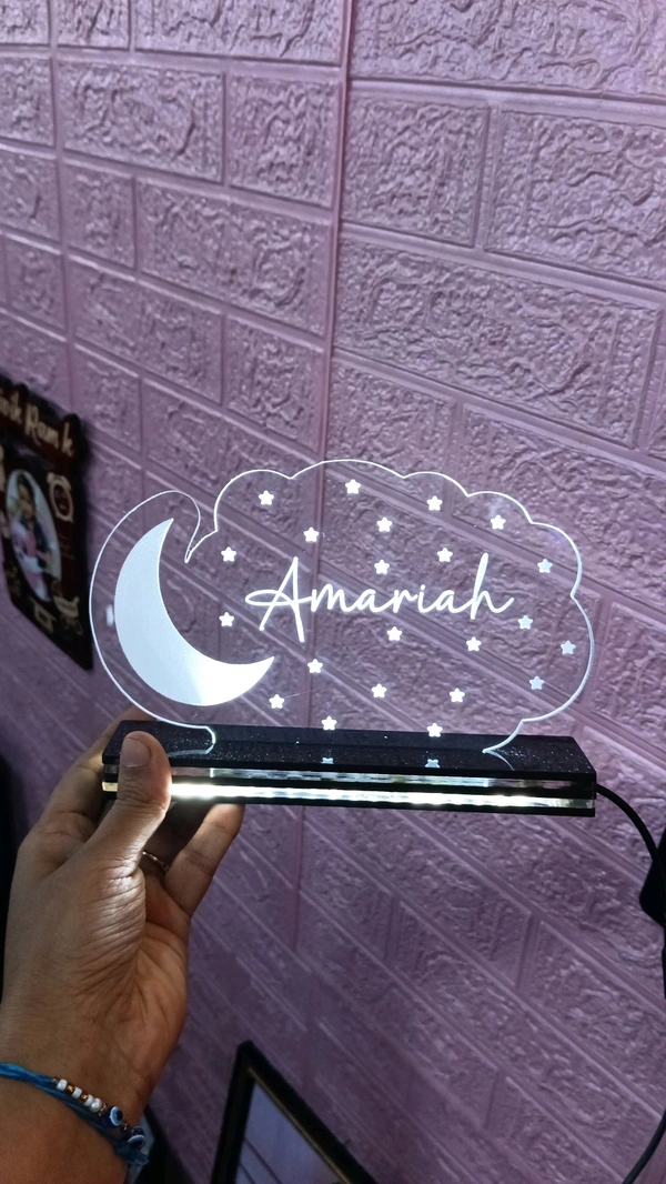 Name Engraved With Stars & Moon - 3f Illusion Acrylic Lamp - Member Price, Regular Price