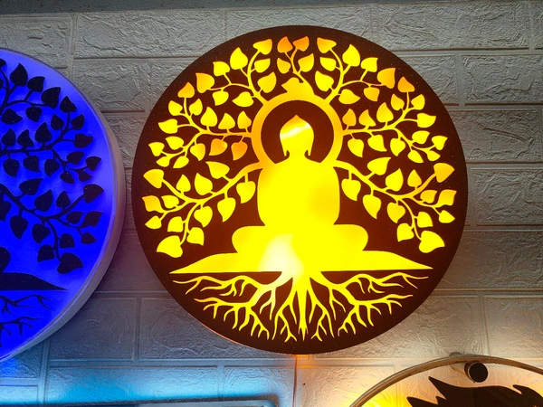 Buddha - Room Decorative LED Frame with Yellow Light