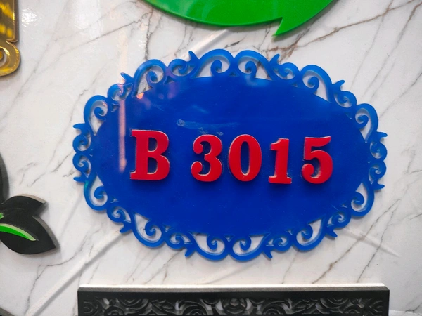 Blue with Red Acrylic Designer House Name Board 