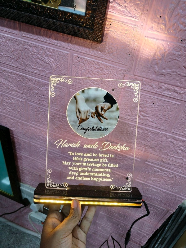 3D Illusion Acrylic frame For Wedding Gift to Wedding couple With Names And Wedding Date Customisation - Re, Regular price