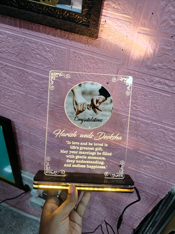 3D Illusion Acrylic frame For Wedding Gift to Wedding couple With Names And Wedding Date Customisation - Re, Regular price