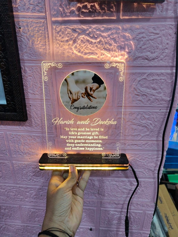 3D Illusion Acrylic frame For Wedding Gift to Wedding couple With Names And Wedding Date Customisation - Re, Regular price