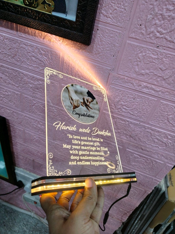 3D Illusion Acrylic frame For Wedding Gift to Wedding couple With Names And Wedding Date Customisation - Re, Regular price