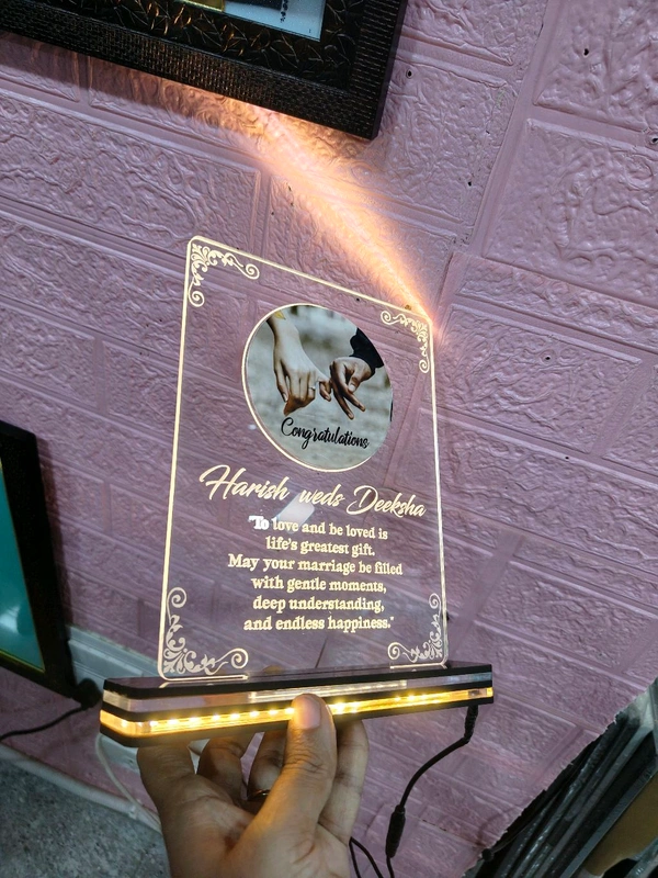 3D Illusion Acrylic frame For Wedding Gift to Wedding couple With Names And Wedding Date Customisation - Re, Regular price