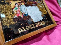 Wooden 1inch Depth box Preserved Wedding garland and Wedding Card