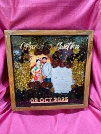 Wooden 1inch Depth box Preserved Wedding garland and Wedding Card