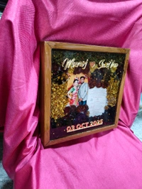 Wooden 1inch Depth box Preserved Wedding garland and Wedding Card