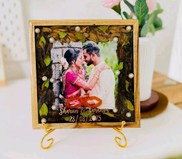 Varmala and Thali Preserved in12inch Wooden Frame With 10mm Depth Design 5