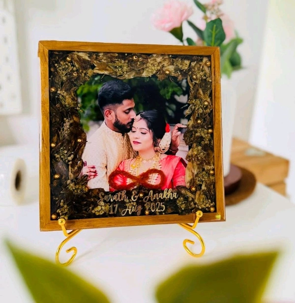 Varmala and Thali Preserved in12inch Wooden Frame With 10mm Depth Design 6