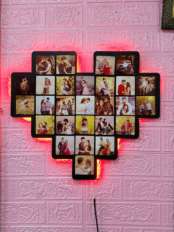 Heart LED Wall Collage with 27 Photos - Member Price