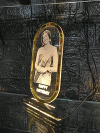 Photo Engraved Oval Shape Clear Acrylic With LED Base - Member Price